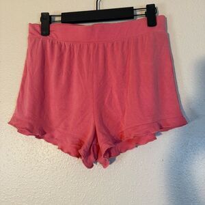 Marine Layer Re-Spun Pink Ribbed Ruffle Hem Lounge Short Small